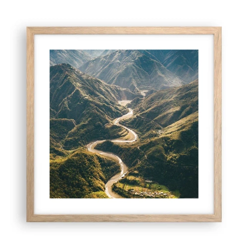 Poszter világos tölgy keretben - A hegyek szívéből - 40x40 cm