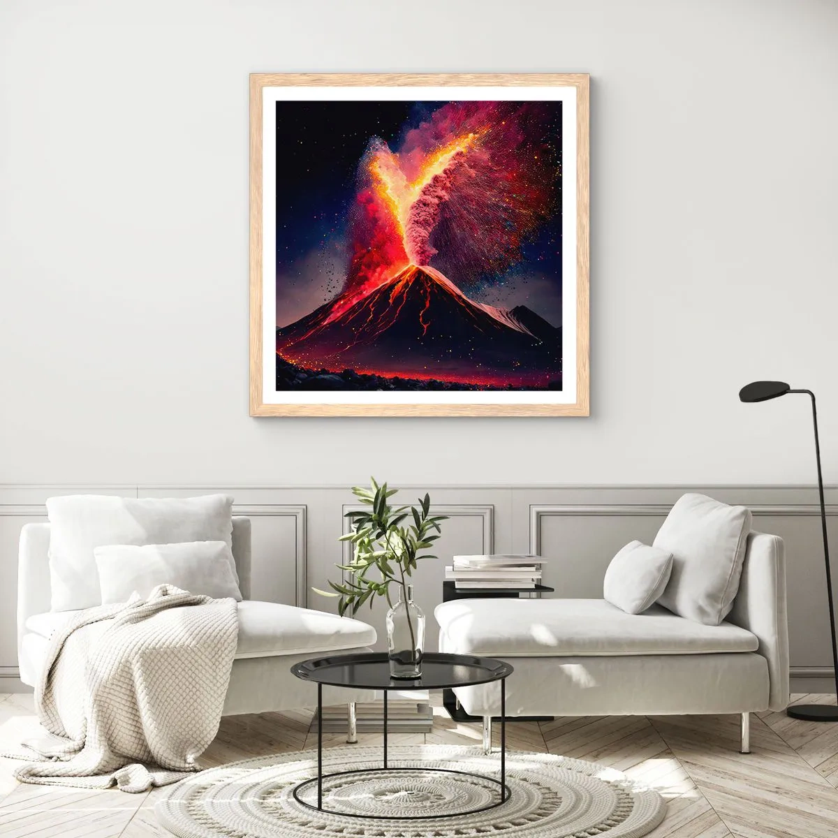 Poszter világos tölgy keretben - Szépség és horror - 60x60 cm