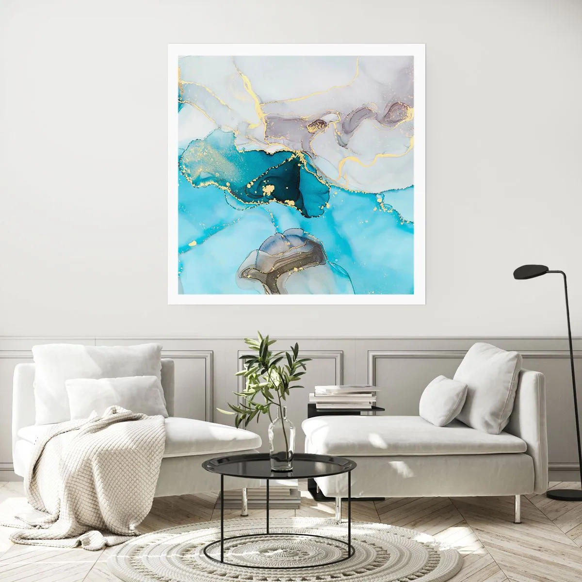 Poszter - Tanulmány a szürke és a türkiz találkozásáról - 60x60 cm