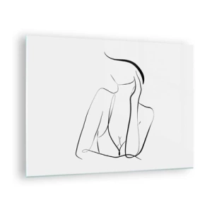 Üveg kép - Egy egyszerű vonal, amely a test körvonalait mutatja fekete-fehér árnyalatokban - 70x50cm - Az álmok hullámán - Modern fali dekoráció nappalihoz és hálószobához ARTTOR