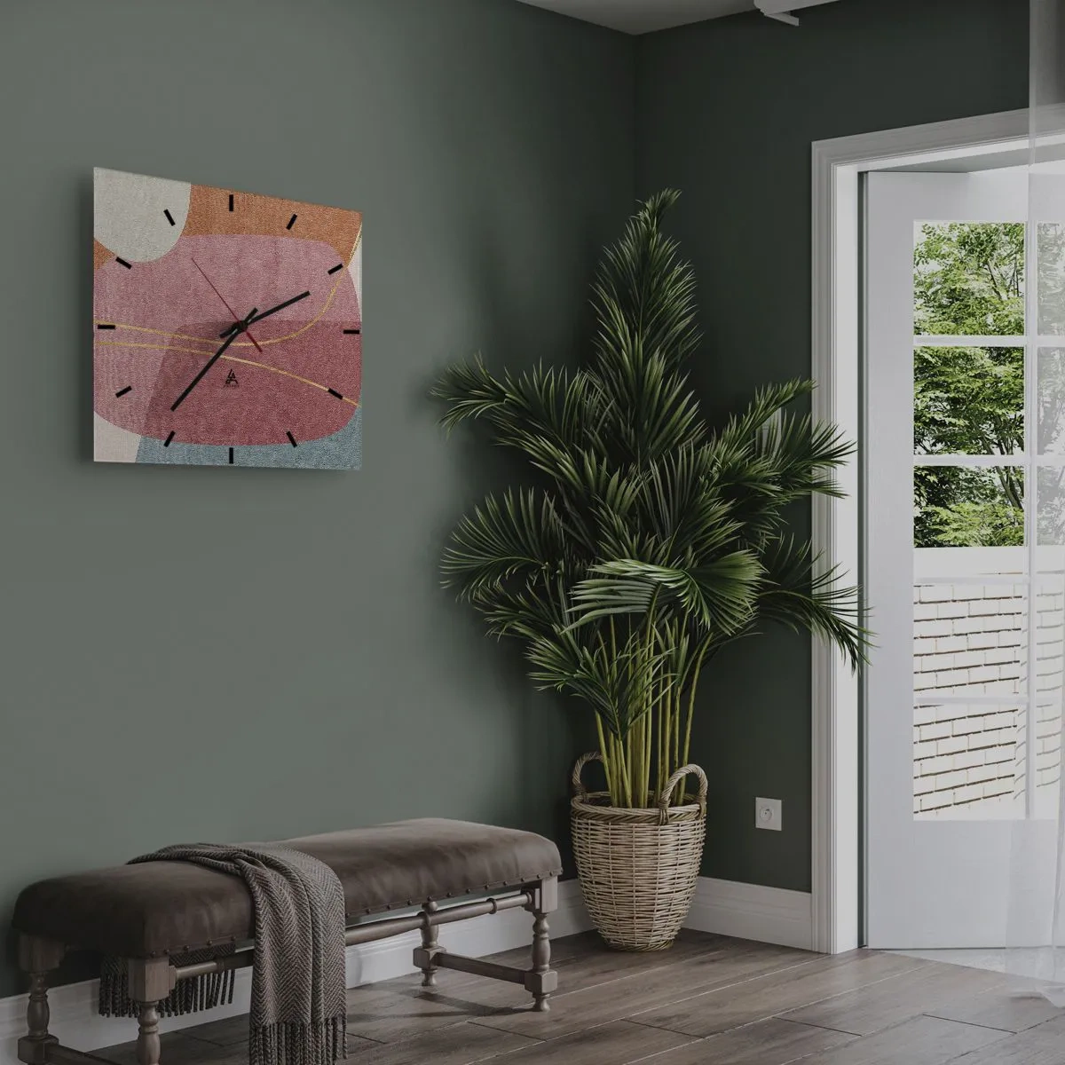 Falióra, Óra - Pasztell kompozíció aranyszálakkal - 30x30 cm