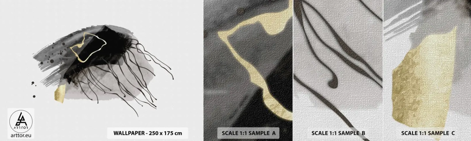 Fotótapéta Minta Premium Canvas - Feketében és aranyban - Absztrakció, Darab, Grafika - 100x30 cm