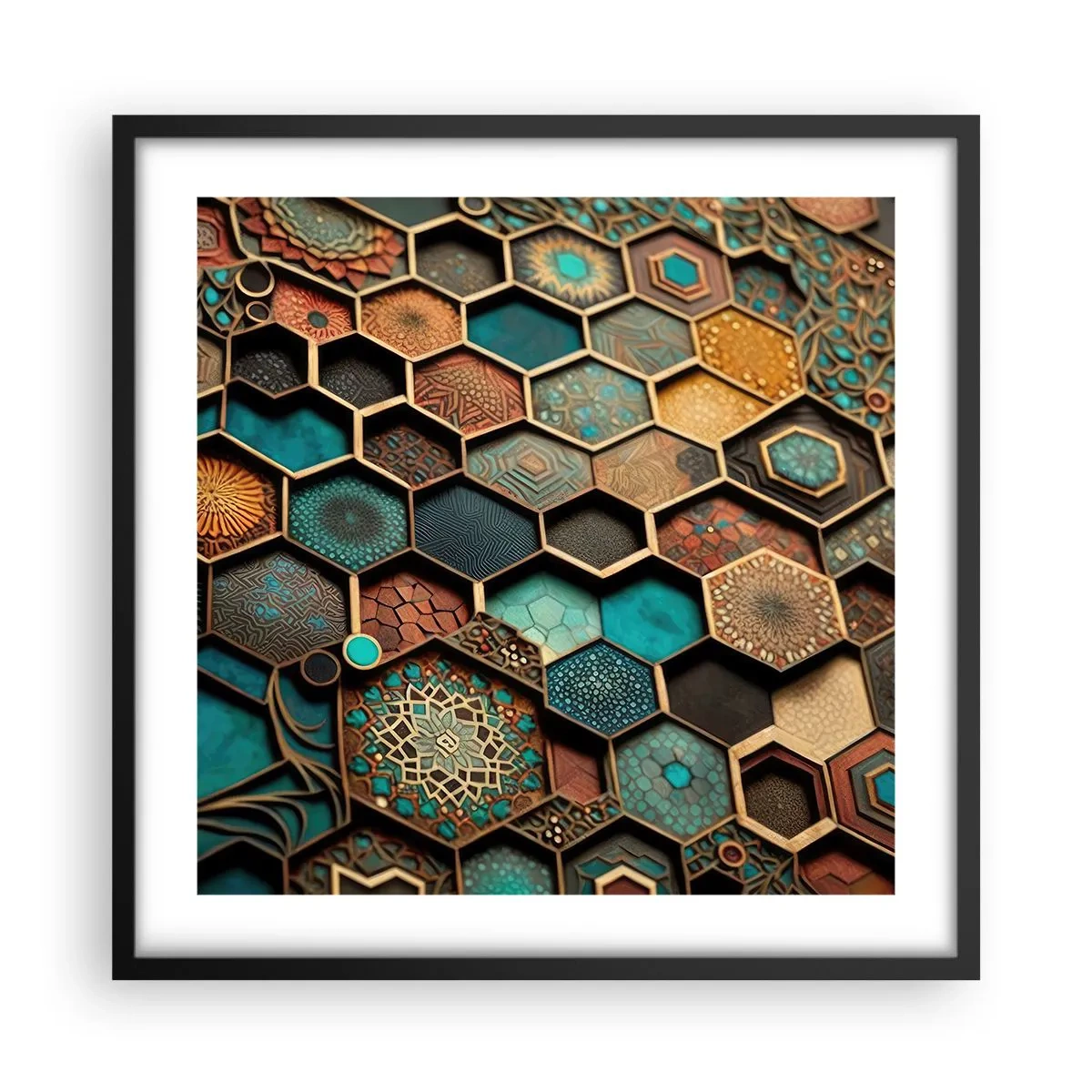 Poszter fehér keretben - Arab ornamentika - egy variáció - 50x50 cm
