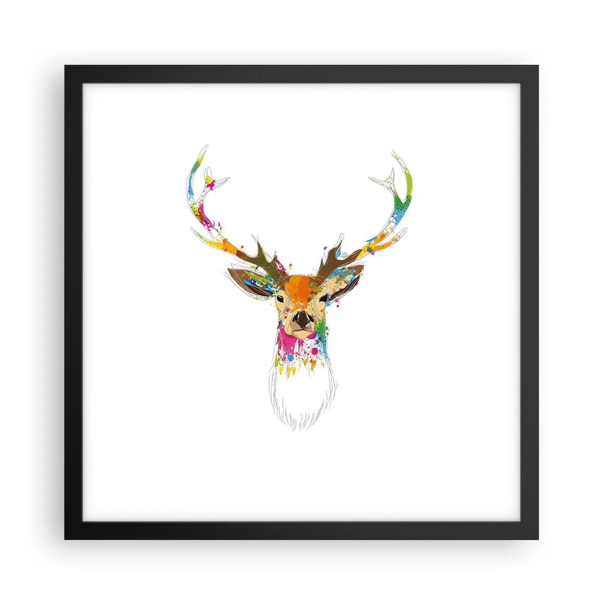 Poszter fehér keretben - Színben fürdő gyengéd szarvas - 40x40 cm