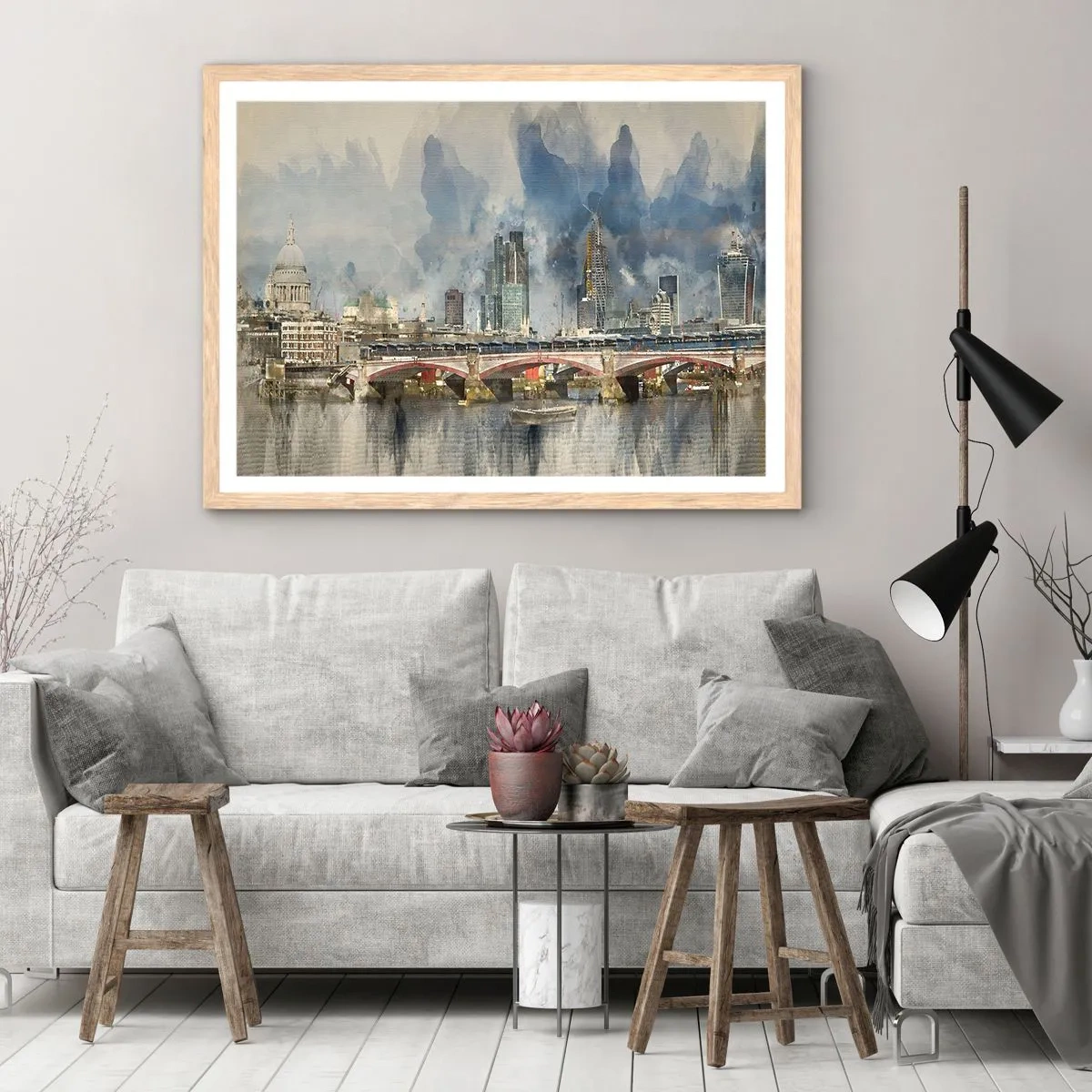 Poszter világos tölgy keretben - London teljes pompájában - 50x40 cm