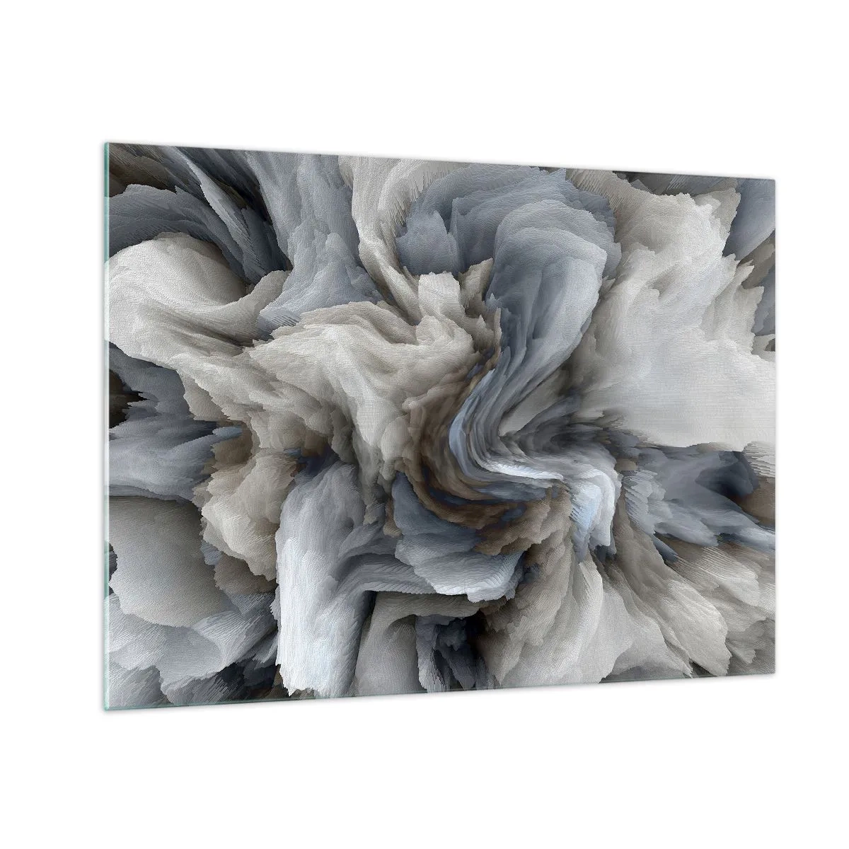 Üveg kép - Egy absztrakt kompozíció, amely kavargó tollakra hasonlít - 70x50cm - Kő és virág - Modern fali dekoráció nappalihoz és hálószobához ARTTOR