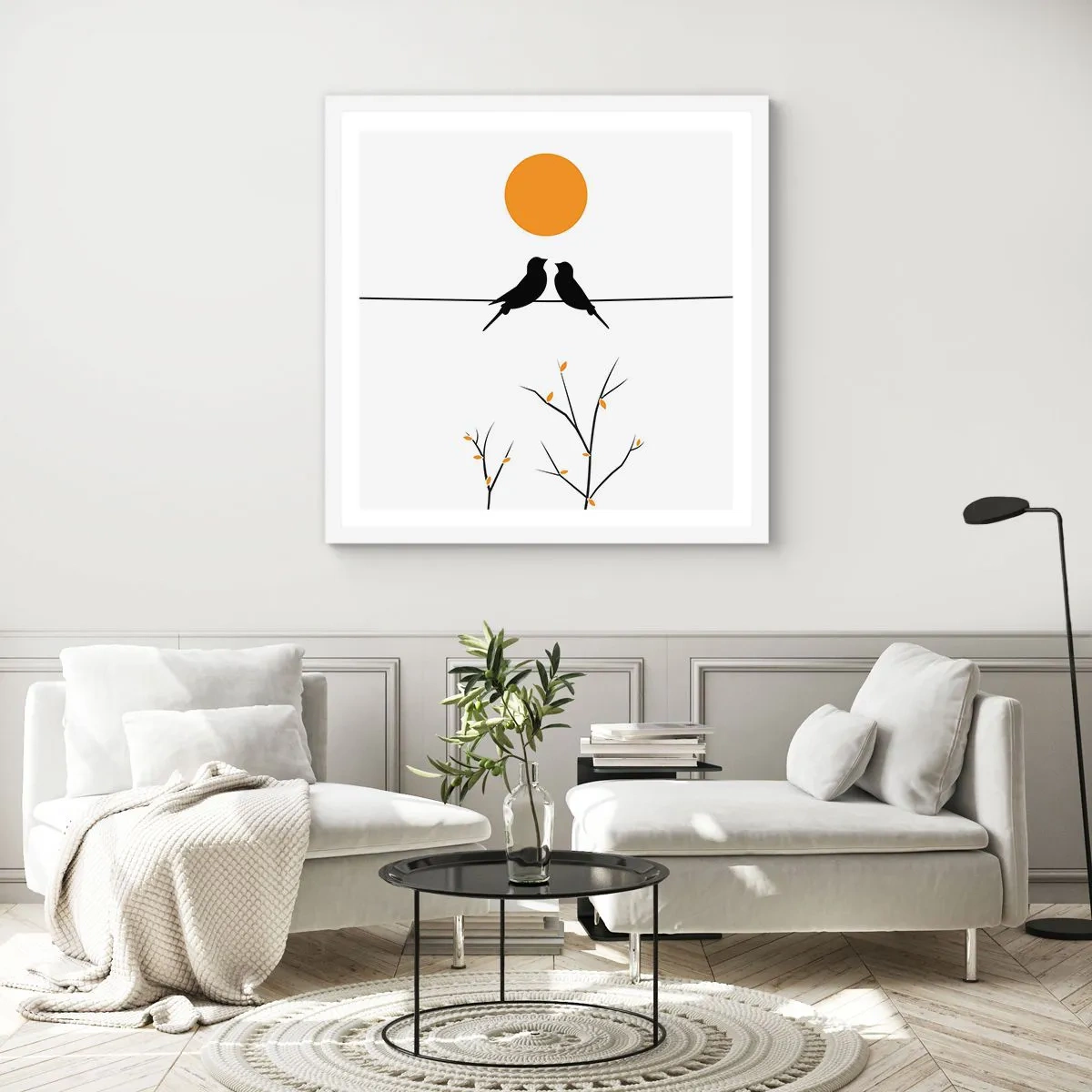 Poszter fekete keretben - Fülemüle este - 60x60 cm