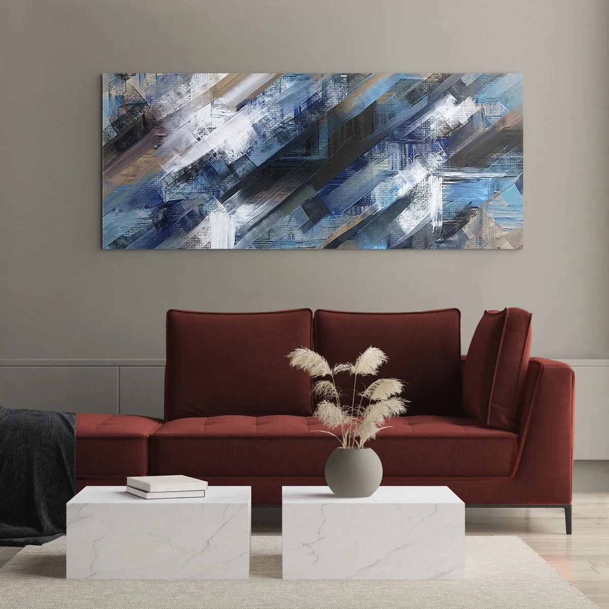 Üveg kép - Kék ferdén - 100x40 cm