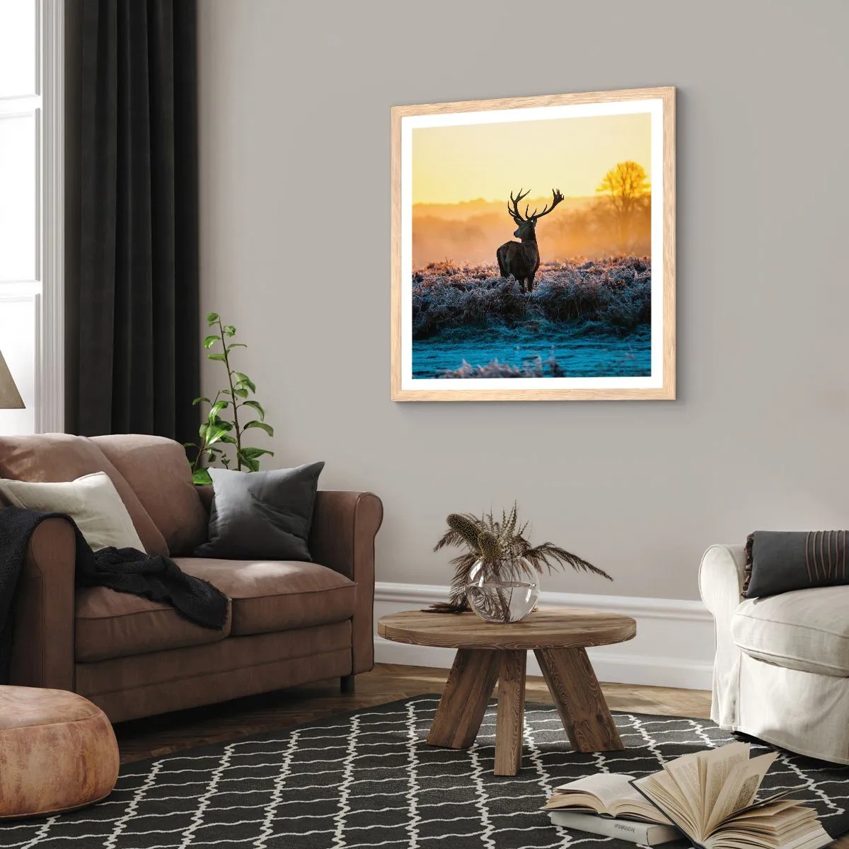 Poszter világos tölgy keretben - Megkoronázott a birtokán - 50x50 cm