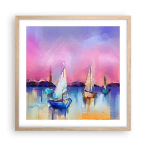 Poszter világos tölgy keretben - Irány: széles vizek - 50x50 cm