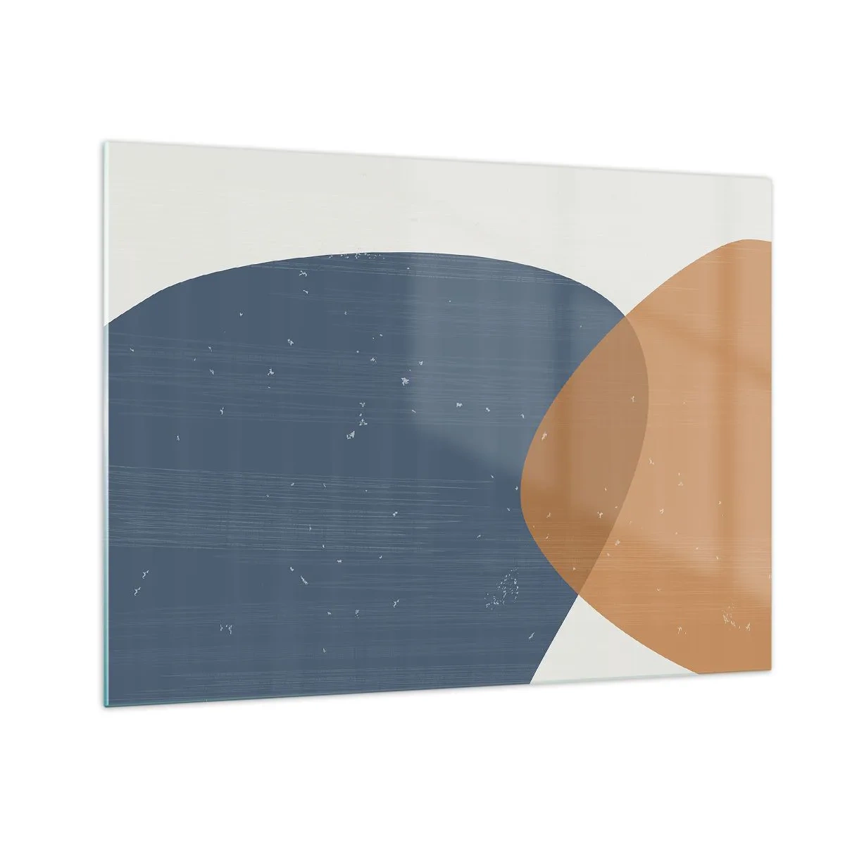Üveg kép - Geometrikus kompozíció sötétkék és bézs oválisokkal - 70x50cm - Oválisok és hatások - Modern fali dekoráció nappalihoz és hálószobához ARTTOR