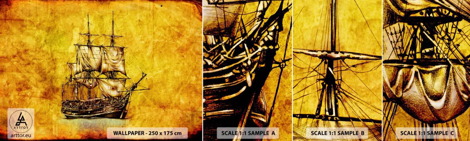 Fotótapéta Minta Standard Eco - Irány Tortuga! - Tengeri, Tengeri Hajó, Vitorlás hajó - 100x30 cm