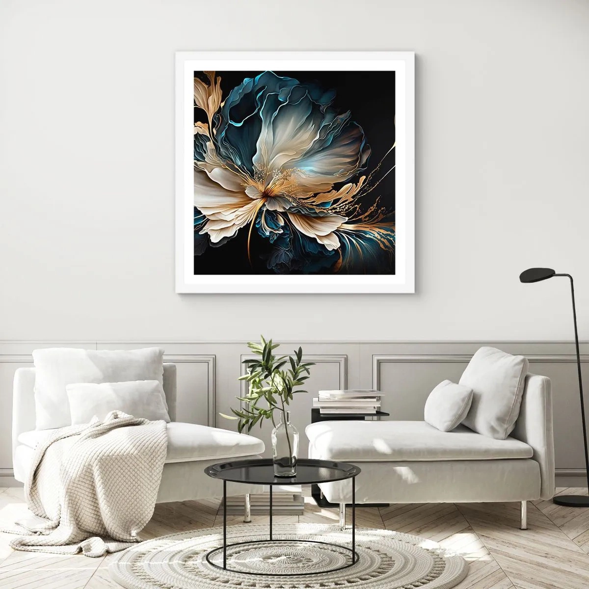 Poszter fekete keretben - Mesebeli páfrányvirág - 40x40 cm