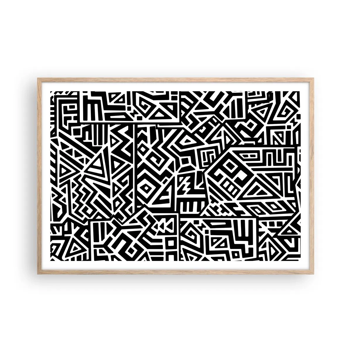 Poszter világos tölgy keretben - Kolumbusz előtti kompozíció - 100x70 cm