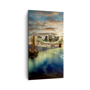 Vászonkép - Fényes este Manhattan felett - 45x80 cm