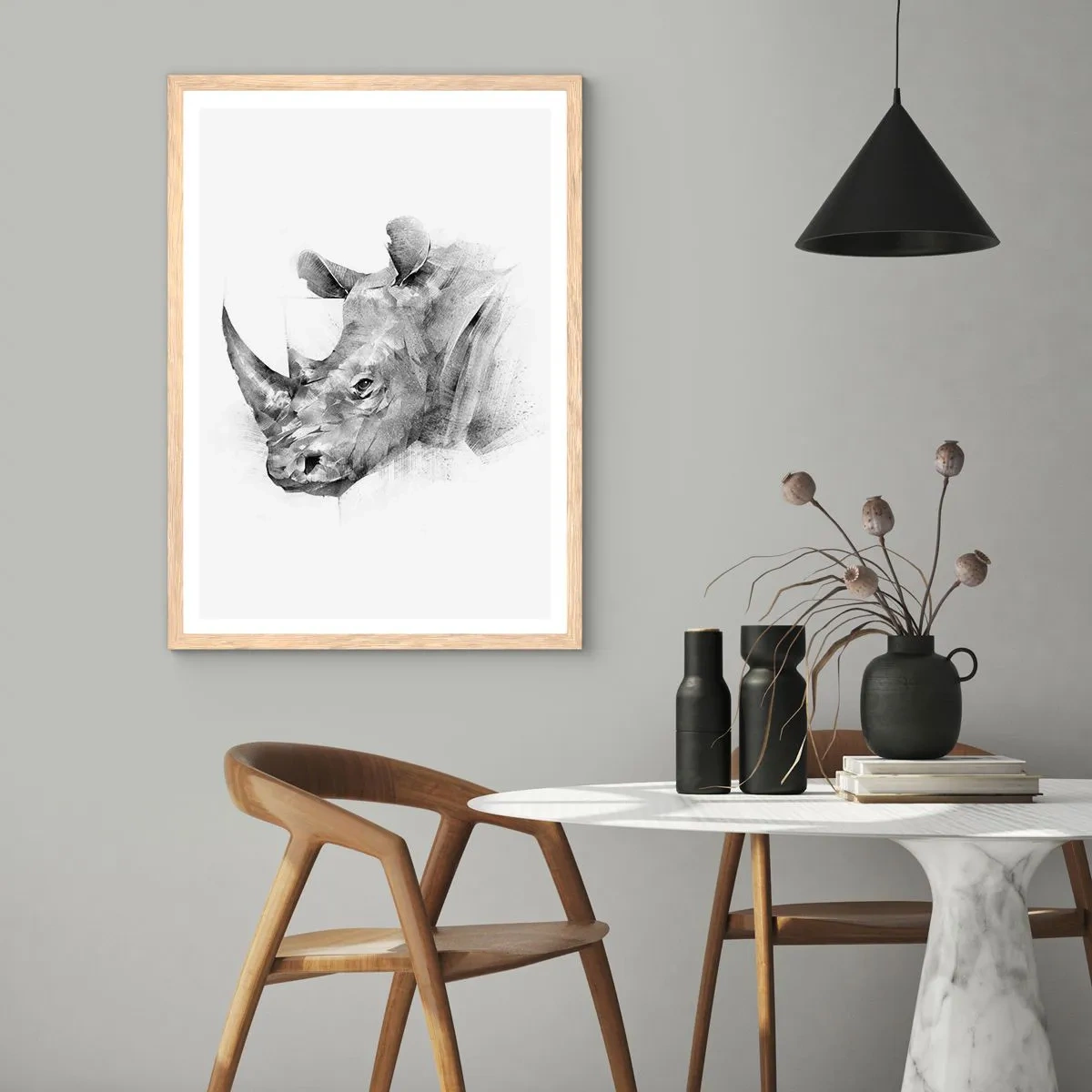 Poszter világos tölgy keretben - Afrikai portré - 50x70 cm