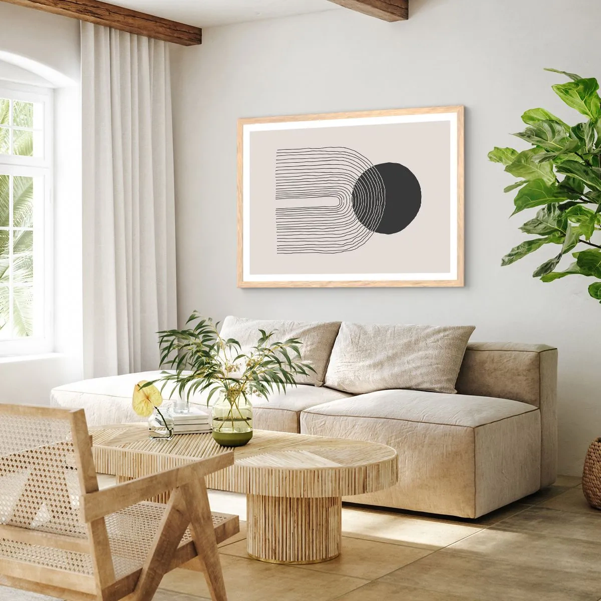 Poszter világos tölgy keretben - Remegés és biztosság - 100x70 cm