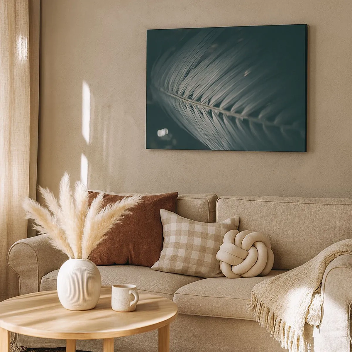 Vászonkép - Sötét tónusú pálmalevél részletének közeli képe - 70x50cm - A természet pontossága - Modern fali dekoráció nappalihoz és hálószobához ARTTOR