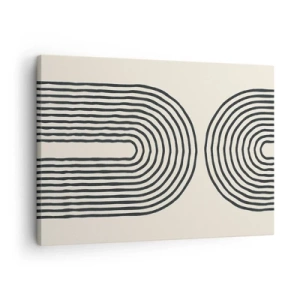 Vászonkép - Absztrakt geometrikus minta szimmetrikus vonalakkal világos háttéren - 70x50cm - Bármelyik percben ... - Modern fali dekoráció nappalihoz és hálószobához ARTTOR