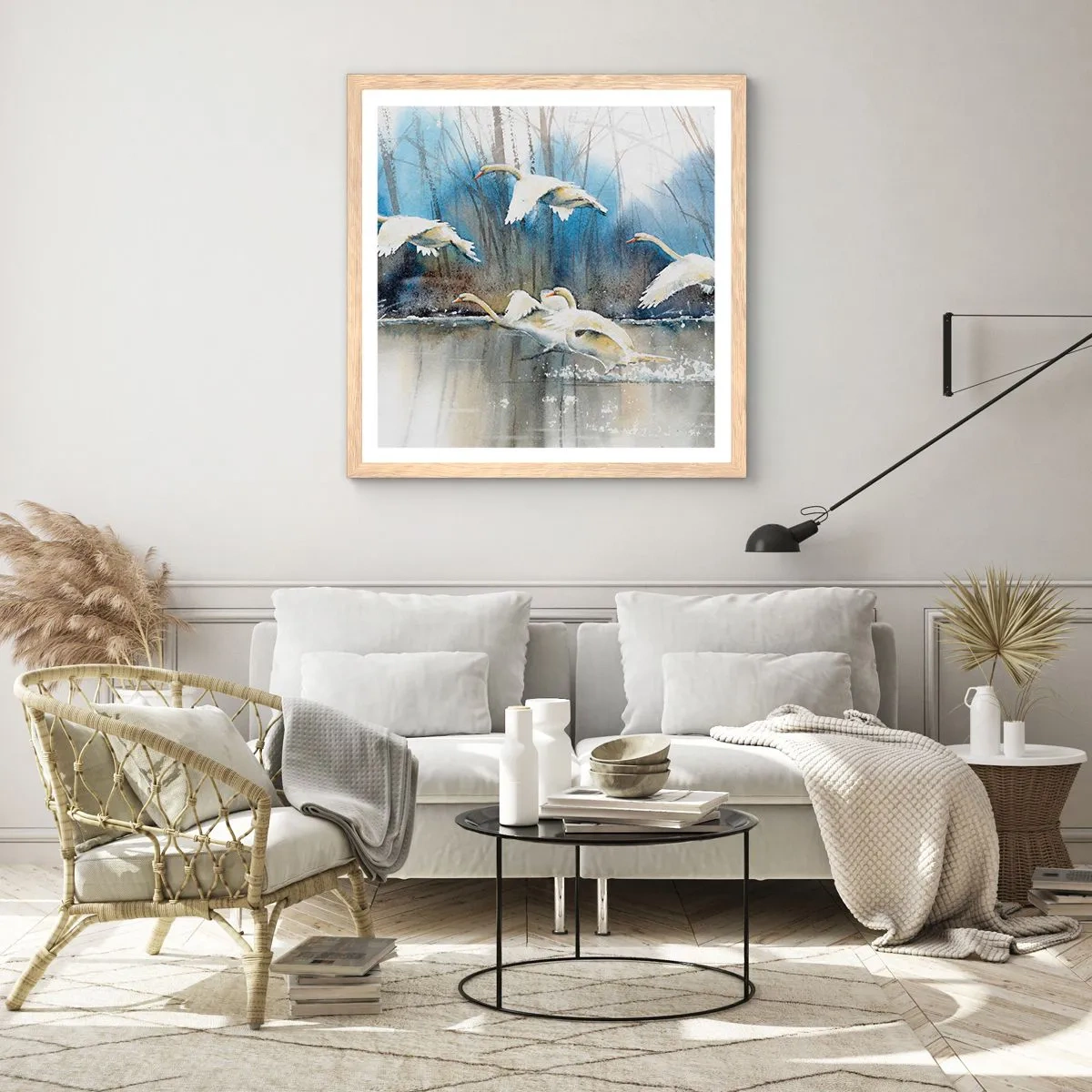 Poszter világos tölgy keretben - Mint a vadhattyúkról szóló mesében - 30x30 cm