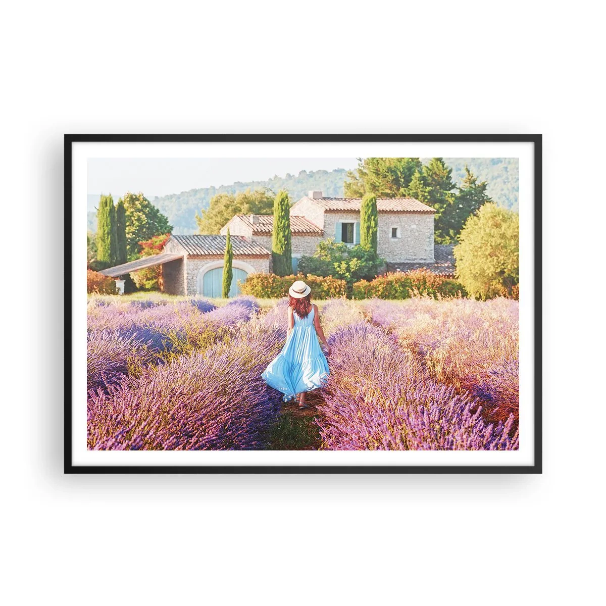Poszter fehér keretben - Levendula lány - 100x70 cm