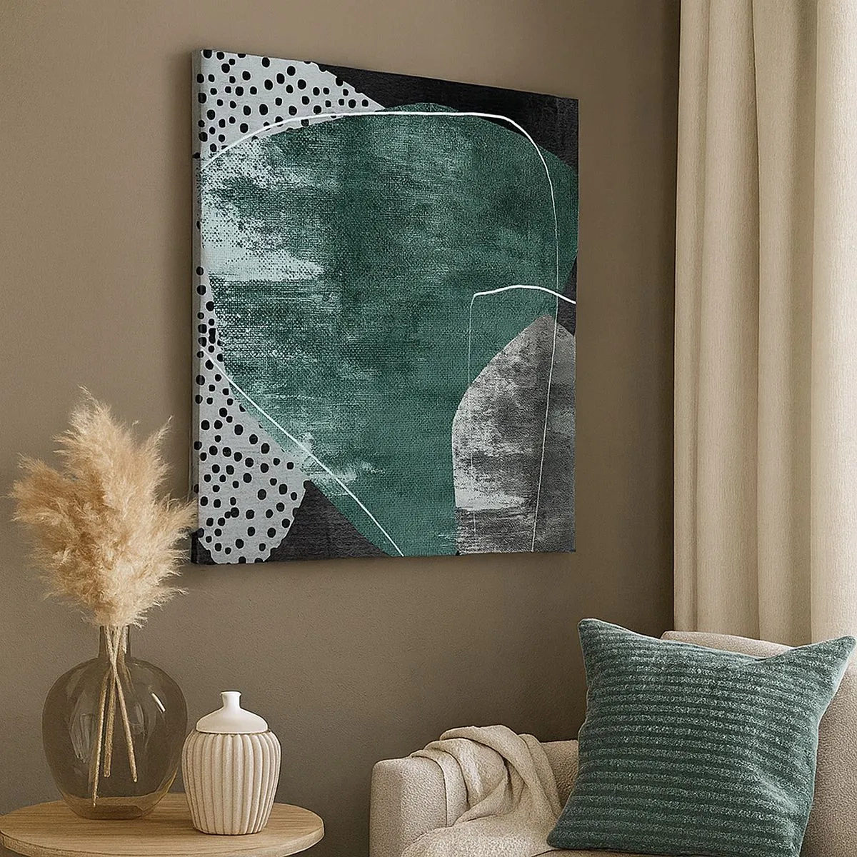 Vászonkép - Színes absztrakció aranypehellyel - 30x30 cm