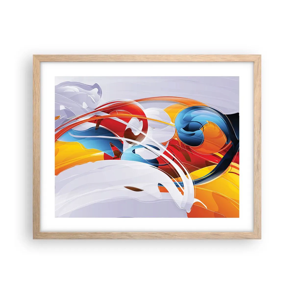 Poszter világos tölgy keretben - Az elemek tánca - 50x40 cm