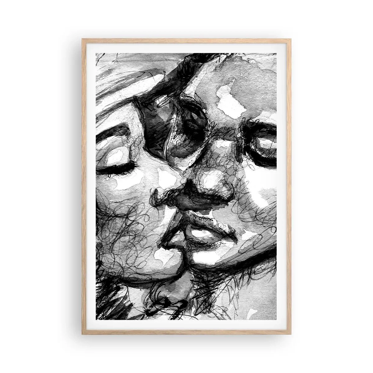 Poszter világos tölgy keretben - Egy érzelmes pillanat - 70x100 cm