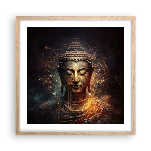 Poszter világos tölgy keretben - Spirituális egyensúly - 50x50 cm