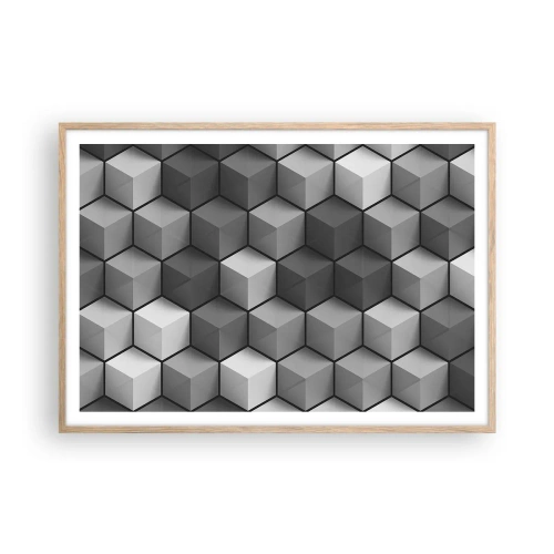 Poszter világos tölgy keretben - Kubista kirakós - 100x70 cm