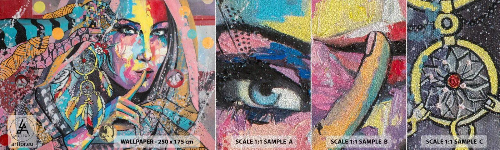 Fotótapéta Minta Premium Sand - Maradj csendben, amíg meg nem érted - Nő, Egy nő portréja, Boho - 100x30 cm