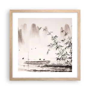 Poszter világos tölgy keretben - A rizsföldek csendje - 40x40 cm