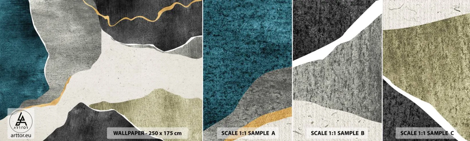 Fotótapéta Minta Öntapadós Deluxe Sticker - Mozaik kompozíció aranyszállal - Absztrakcionizmus, Art Deco, Darab - 100x30 cm