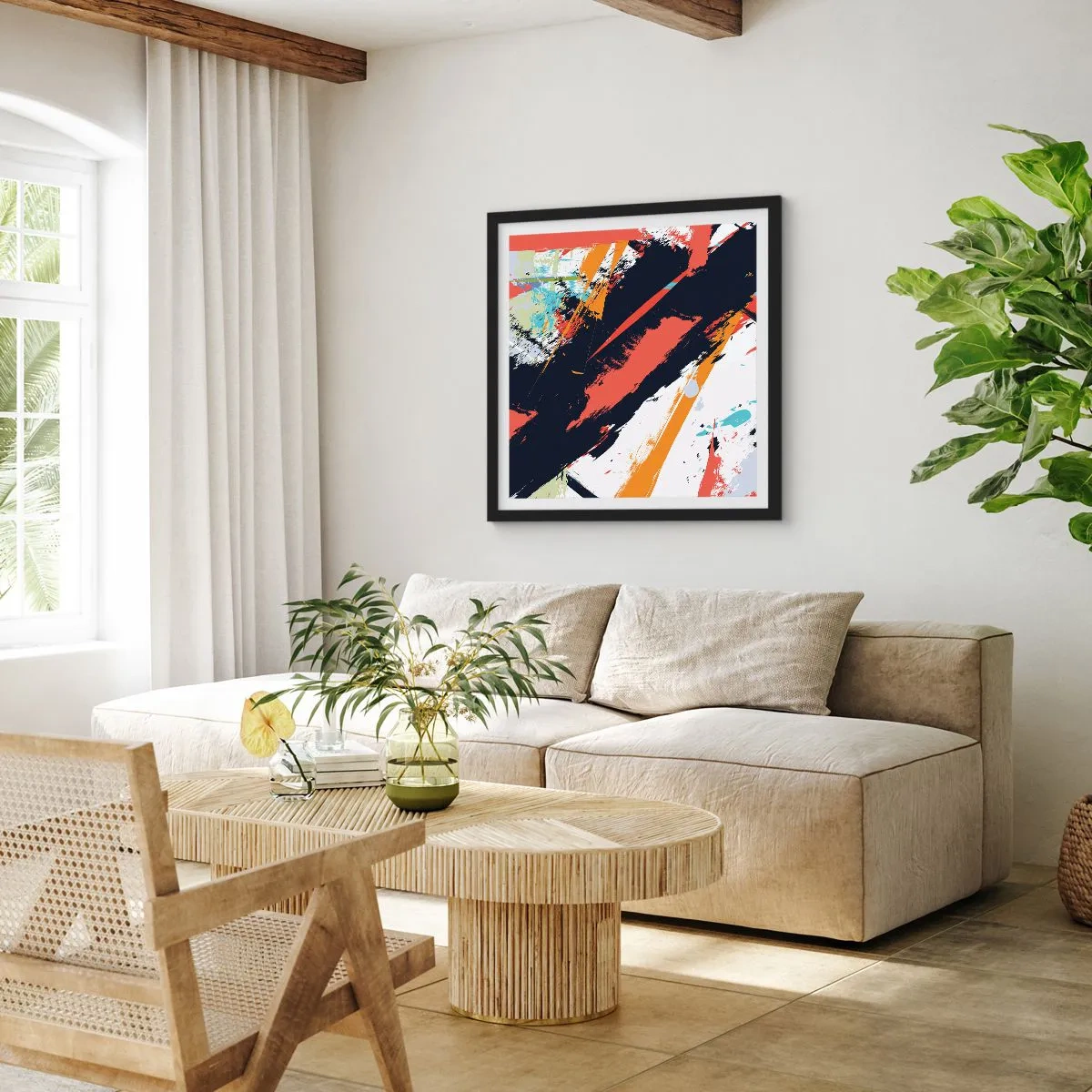 Poszter fehér keretben - Dinamikus kompozíció - 40x40 cm