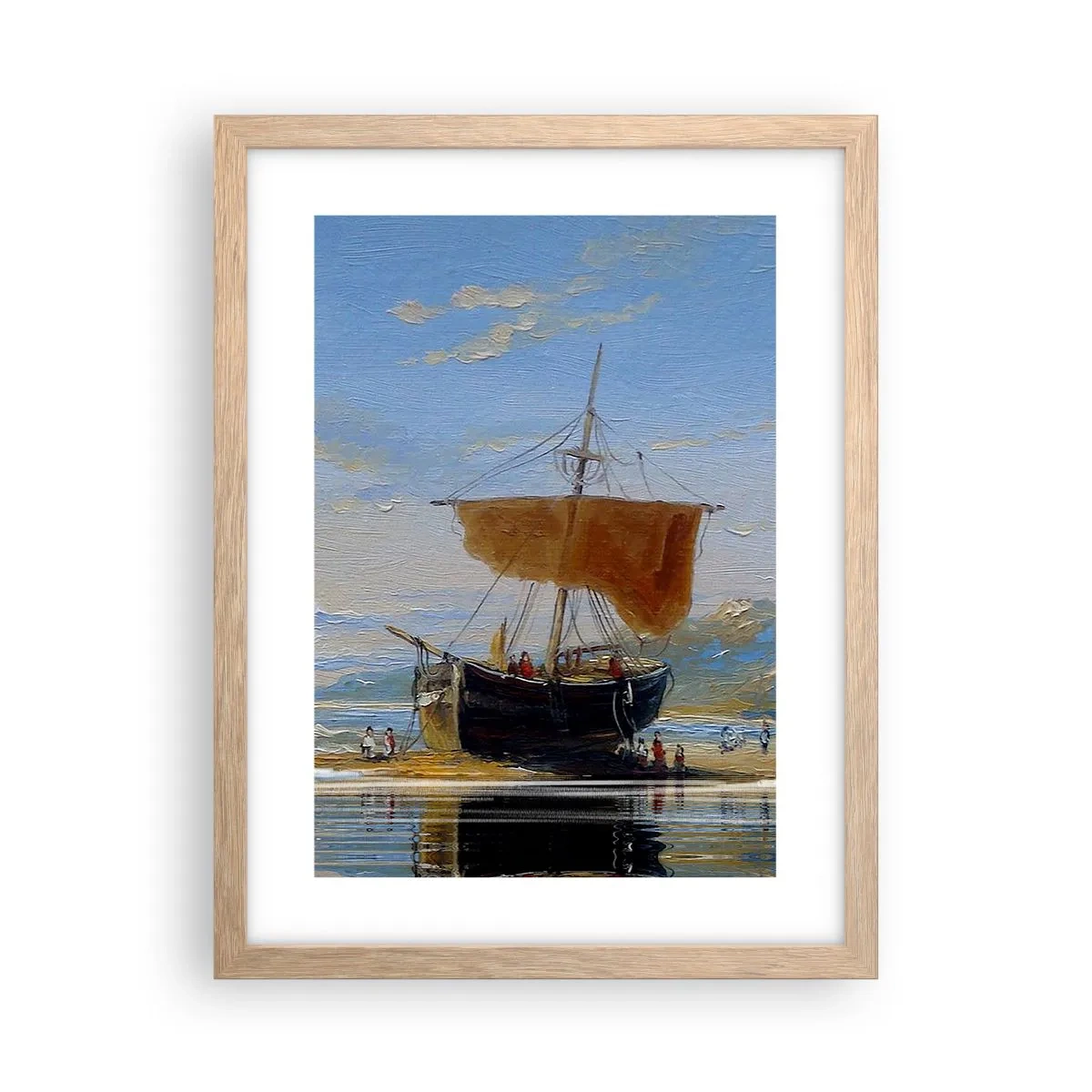 Poszter világos tölgy keretben - Víz, föld, levegő - 30x40 cm