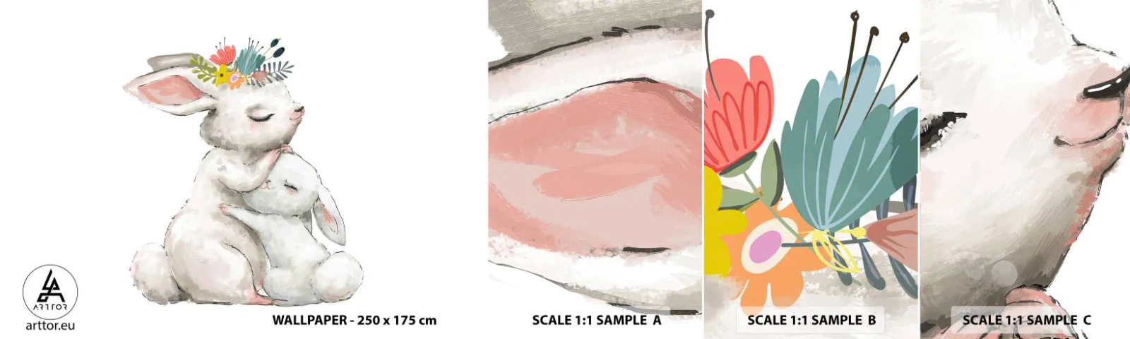 Fotótapéta Minta Standard Eco - Nincs olyan, mint anyánál - Gyerekeknek, Nyúl, Anya Gyermekével - 100x30 cm