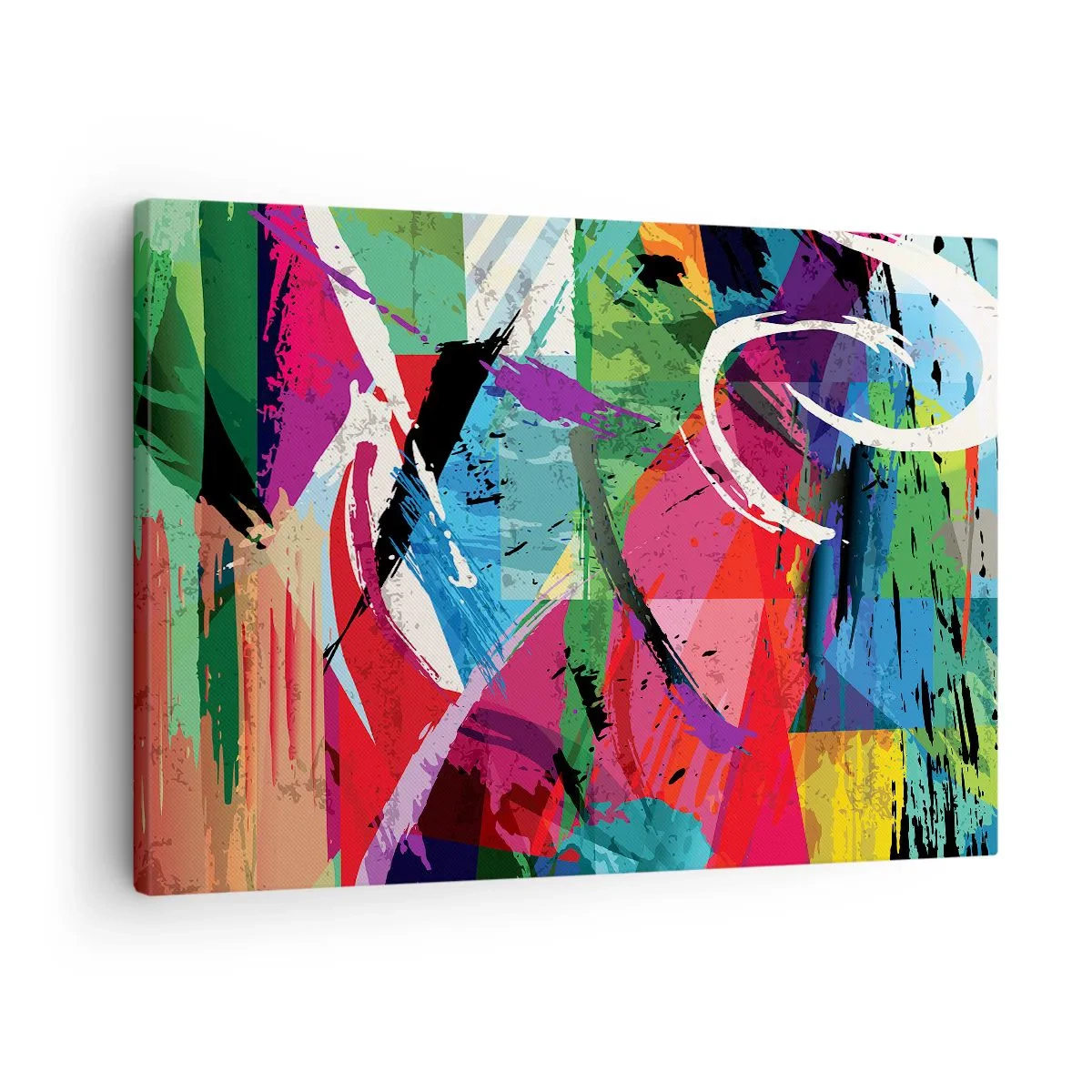 Vászonkép - Színes absztrakció dinamikus ecsetvonásokkal - 70x50cm - Gyorsan, élénken és ugrálva - Modern fali dekoráció nappalihoz és hálószobához ARTTOR