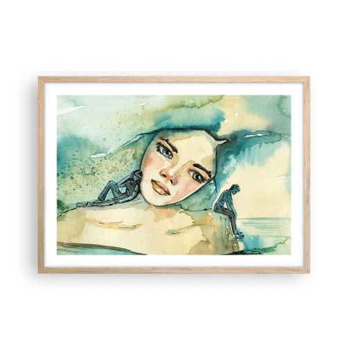 Poszter világos tölgy keretben - Am I blue? - 70x50 cm