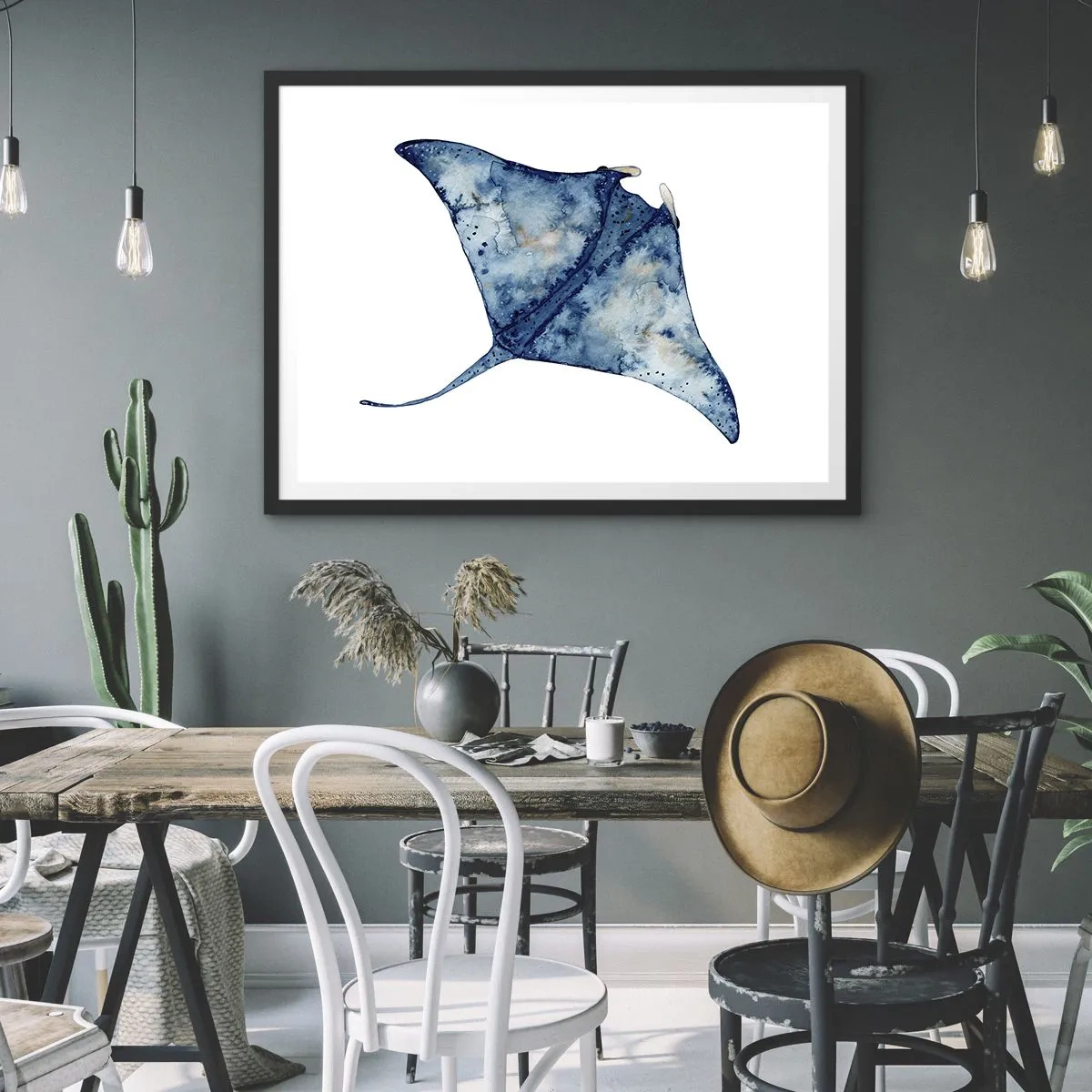 Poszter fehér keretben - Élet kékben - 100x70 cm