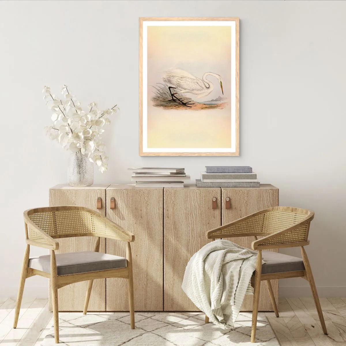 Poszter világos tölgy keretben - Hölgy a nádasban - 50x70 cm