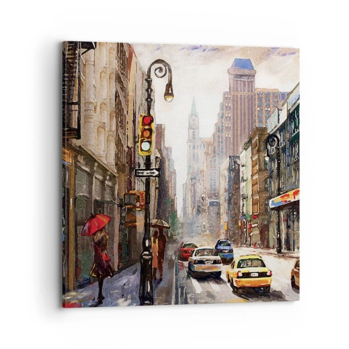 Vászonkép - New York – esőben is színes - 70x70 cm
