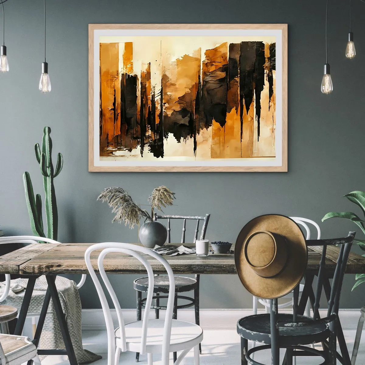 Poszter világos tölgy keretben - A fekete és az arany harmóniája - 50x40 cm