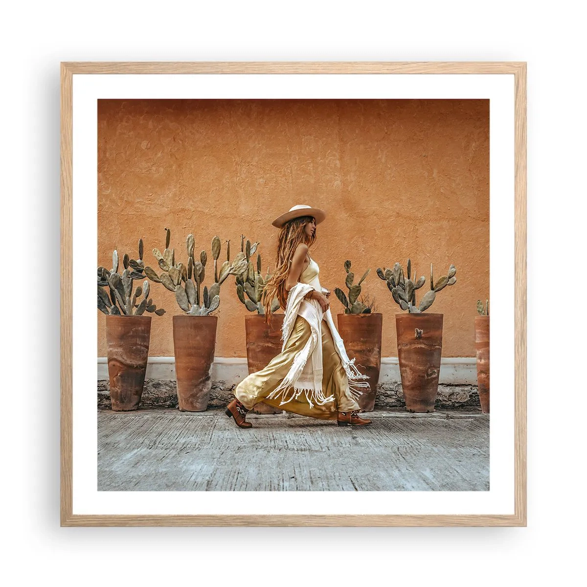 Poszter világos tölgy keretben - Hippi stílusban - 60x60 cm