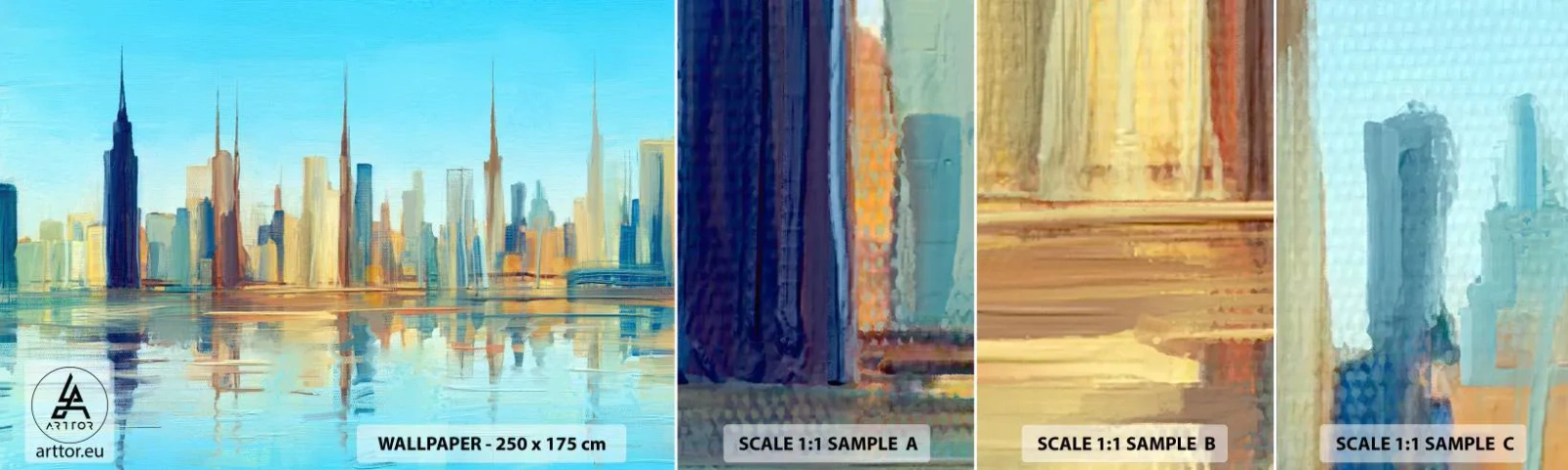 Fotótapéta Minta Öntapadós Deluxe Sticker - Napfényes metropolisz - Város, Építészet, Darab - 100x30 cm