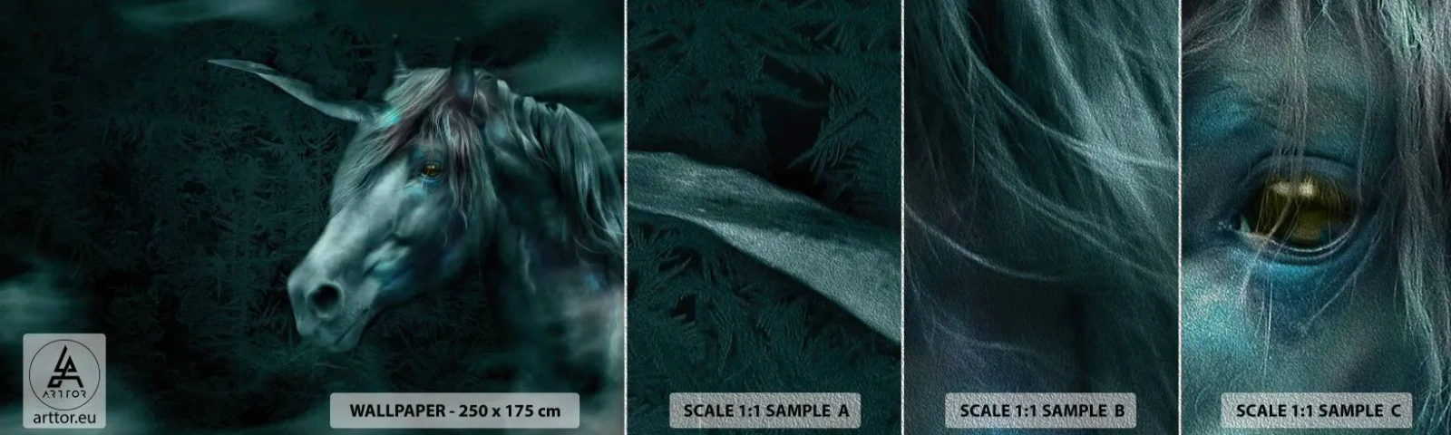 Fotótapéta Minta Premium Sand - Mesebeli erdőben - Egyszarvú, Fantázia, Absztrakció - 100x30 cm