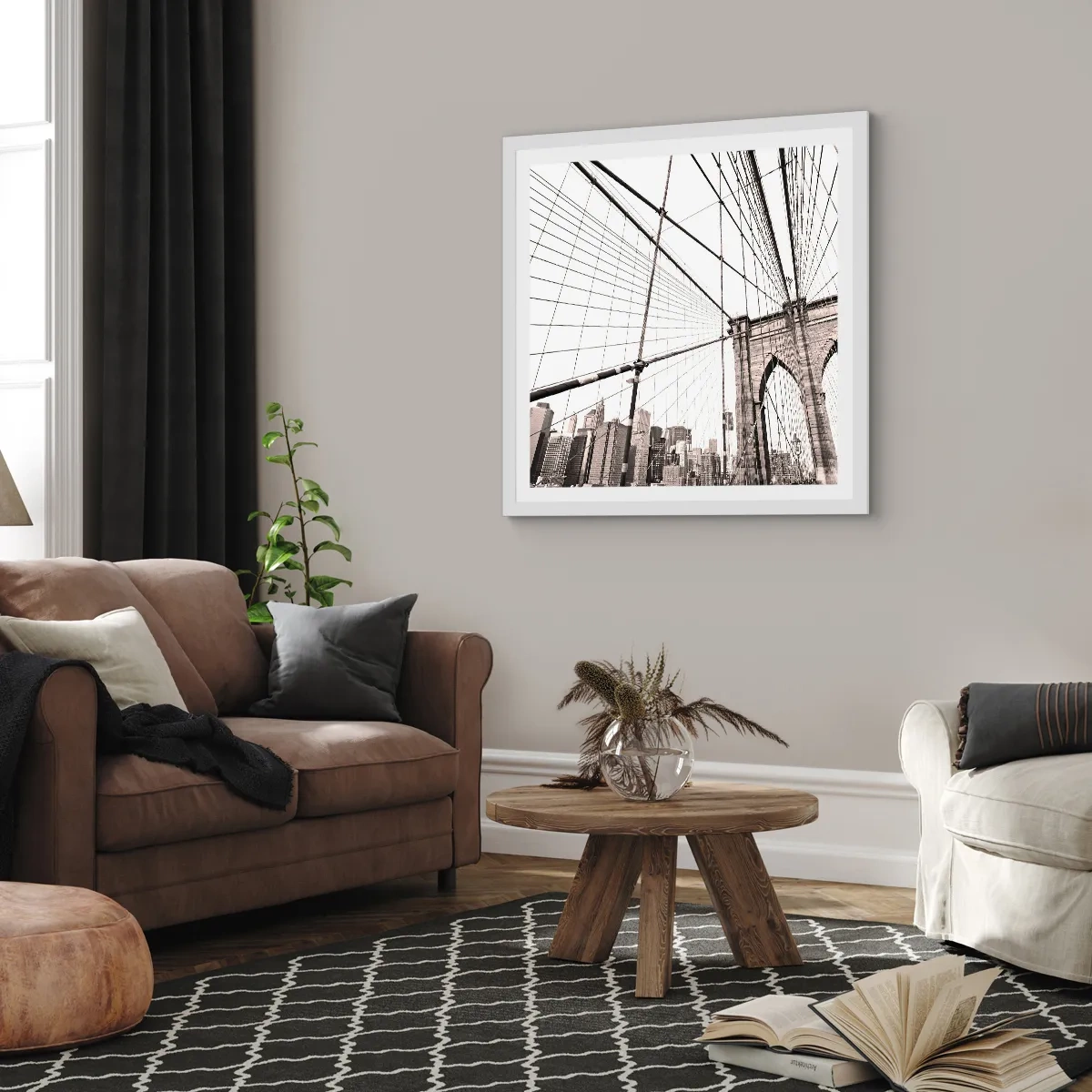 Poszter fekete keretben - New York-i katedrális - 60x60 cm