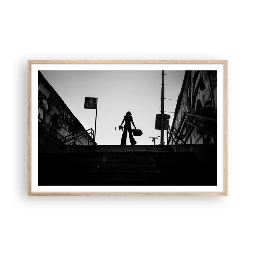 Poszter világos tölgy keretben - Városi vándorlás - 91x61 cm