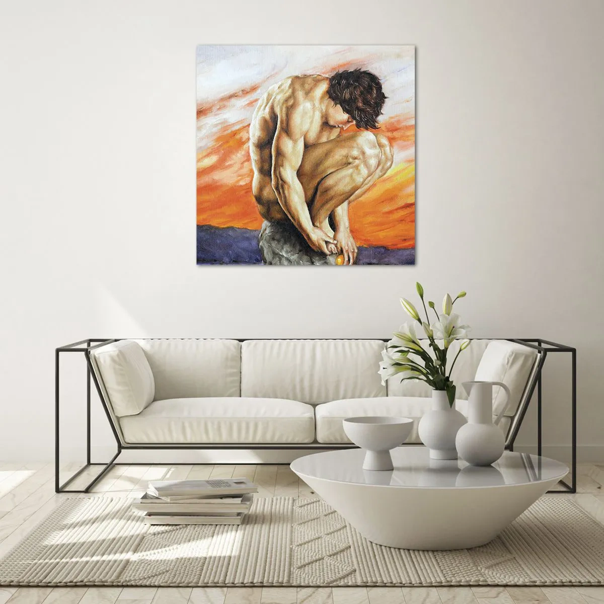 Üveg kép - Elmerülve önmagában - 70x70 cm