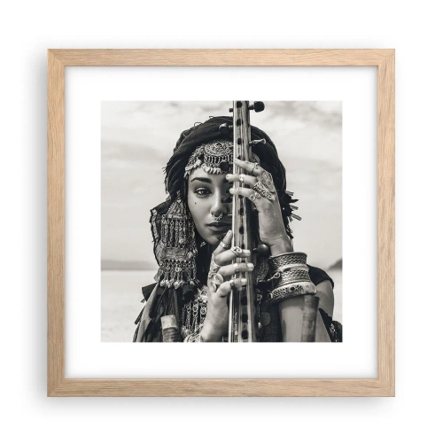 Poszter világos tölgy keretben - Csak a keleti zene - 30x30 cm