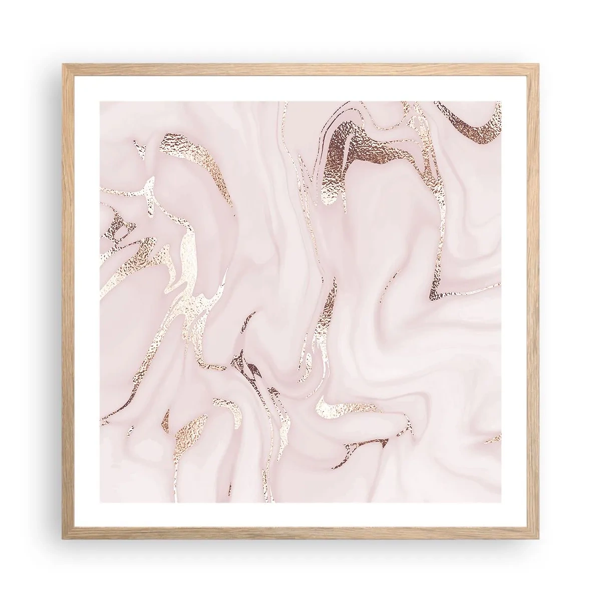 Poszter világos tölgy keretben - Rózsaszín tébolyban - 60x60 cm